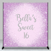 Aperturee - Aperturee Purple Glitter Custom Name Sweet 16 Birthday Backdrop